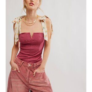 🆕 FREE PEOPLE Printed Lola Bodysuit / Earth Red